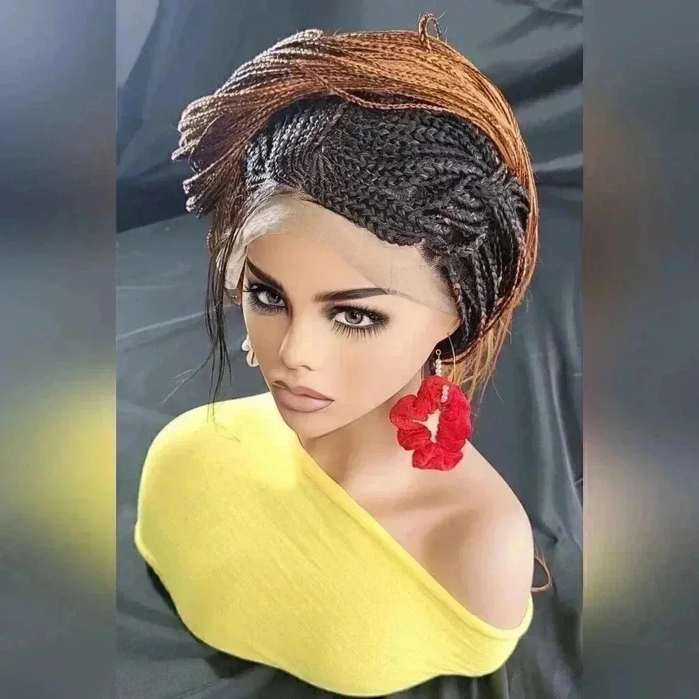 ๐ฅ Auburn Ombre Box Braids Wig w/Lace | Premium Synthetic | Heat Resistant - Picture 3 of 15